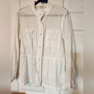 Westport white Eyelet Button-Up Shirt, sz L